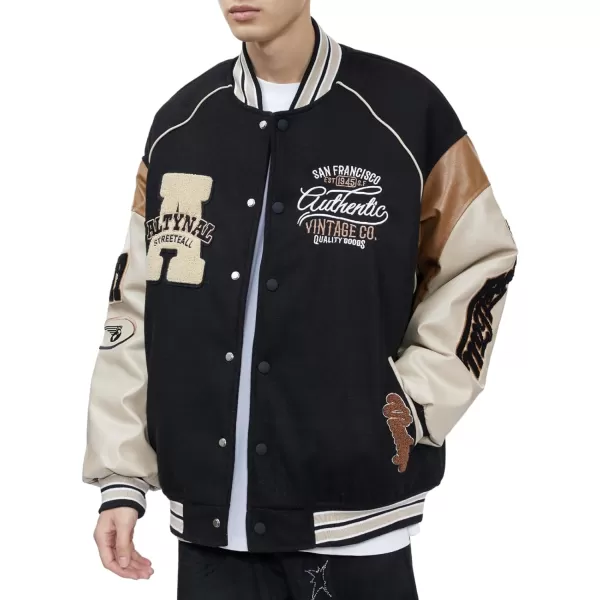 Aelfric Eden Mens Letter Foaming Love Print Varsity Jacket Vintage Graphic Baseball Jacket Unisex Coats StreetwearX595black