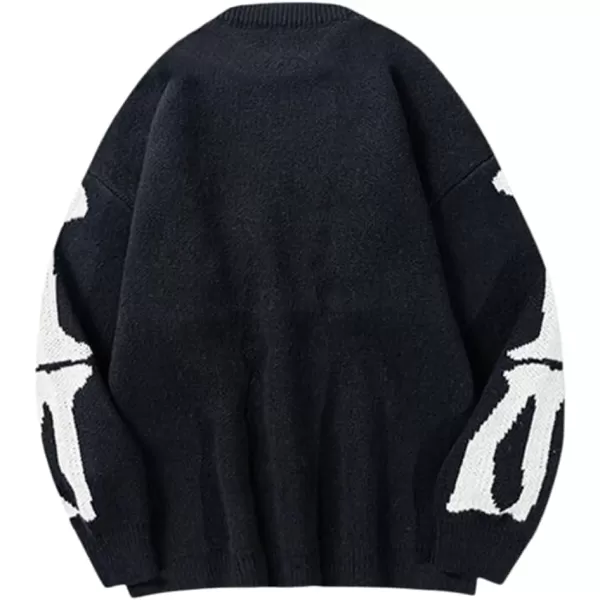 Aelfric Eden Mens Long Sleeve Van Gogh Printed Cable Knit Sweaters Casual Oversized Sweater Pullover004black