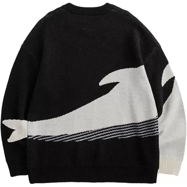 Aelfric Eden Mens Long Sleeve Van Gogh Printed Cable Knit Sweaters Casual Oversized Sweater Pullover1715black