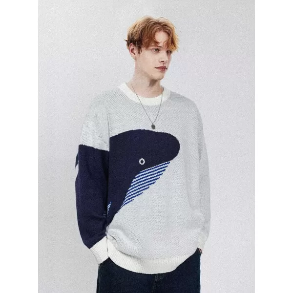 Aelfric Eden Mens Long Sleeve Van Gogh Printed Cable Knit Sweaters Casual Oversized Sweater Pullover1715white