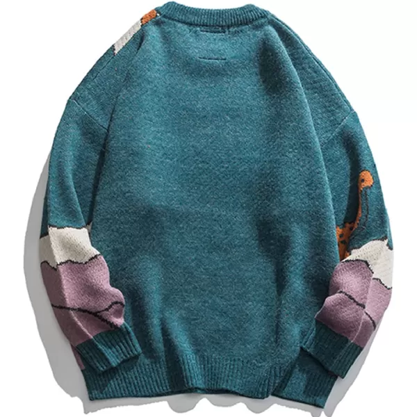 Aelfric Eden Mens Long Sleeve Van Gogh Printed Cable Knit Sweaters Casual Oversized Sweater PulloverA3blue