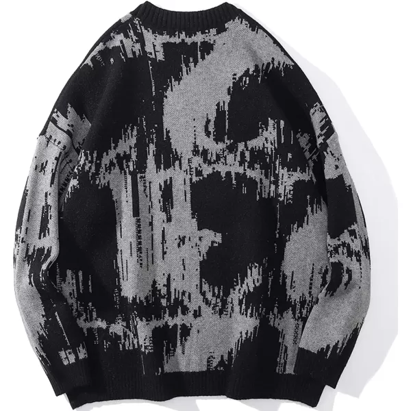 Aelfric Eden Mens Long Sleeve Van Gogh Printed Cable Knit Sweaters Casual Oversized Sweater PulloverC98black