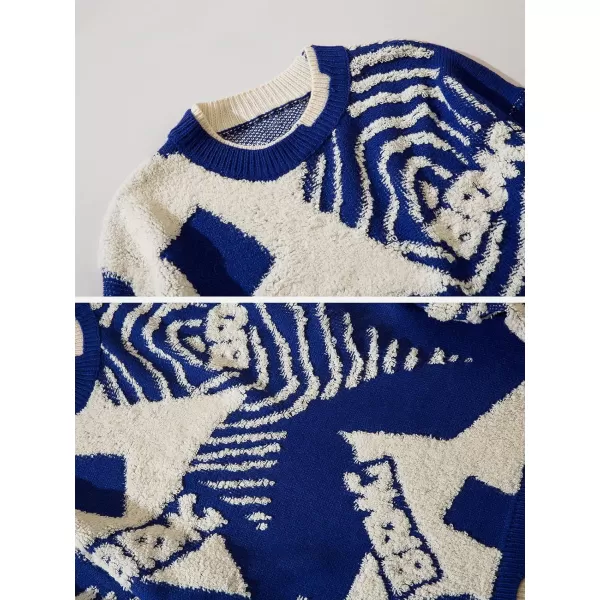 Aelfric Eden Mens Oversized Dinosaur Knit Sweater Vintage Cartoon Pullover Sweater Long Sleeve Christmas SweaterC2blue