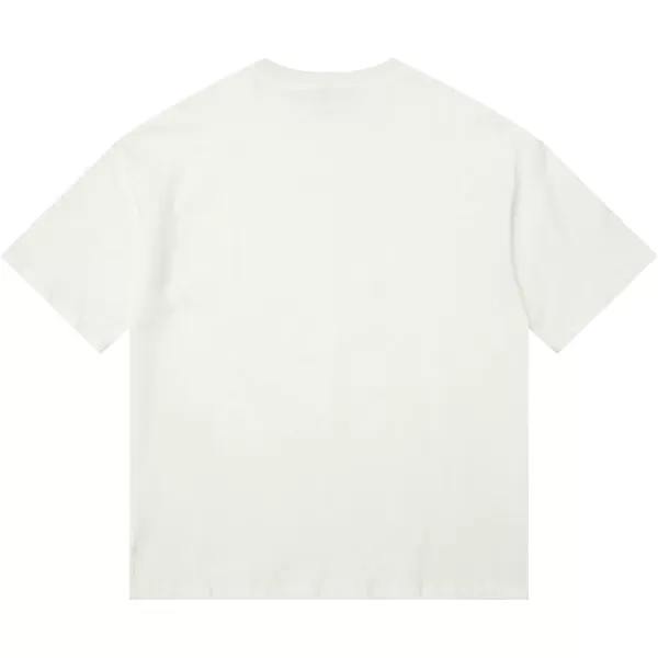 Aelfric Eden Mens Oversized T Shirts Tees Distorted Portrait Print Crew Neck Cotton Tops Streetwear Casual Shirt26white