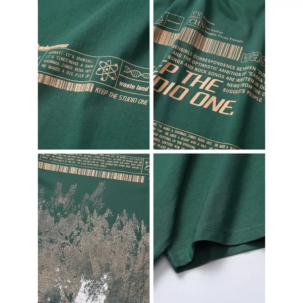 Aelfric Eden Mens Oversized T Shirts Tees Distorted Portrait Print Crew Neck Cotton Tops Streetwear Casual ShirtX01green