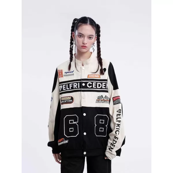 Aelfric Eden Mens Varsity Jacket Vintage Racing Motorcycle Graphic Bomber Jackets Oversized Unisex Streetwear jacket010black