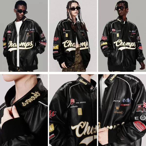 Aelfric Eden Mens Varsity Jacket Vintage Racing Motorcycle Graphic Bomber Jackets Oversized Unisex Streetwear jacket02black