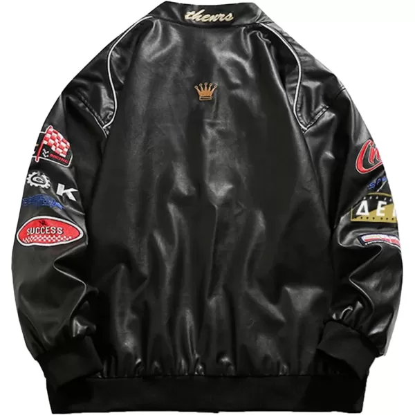 Aelfric Eden Mens Varsity Jacket Vintage Racing Motorcycle Graphic Bomber Jackets Oversized Unisex Streetwear jacket02black