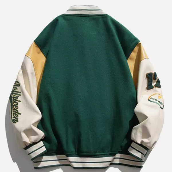 Aelfric Eden Mens Varsity Jacket Vintage Racing Motorcycle Graphic Bomber Jackets Oversized Unisex Streetwear jacket05green