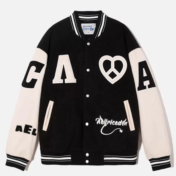 Aelfric Eden Mens Varsity Jacket Vintage Racing Motorcycle Graphic Bomber Jackets Oversized Unisex Streetwear jacket11black
