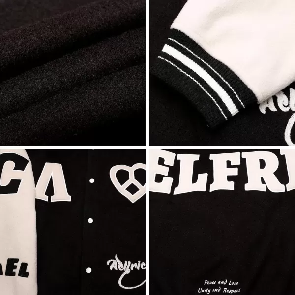 Aelfric Eden Mens Varsity Jacket Vintage Racing Motorcycle Graphic Bomber Jackets Oversized Unisex Streetwear jacket11black
