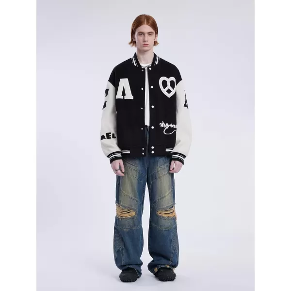 Aelfric Eden Mens Varsity Jacket Vintage Racing Motorcycle Graphic Bomber Jackets Oversized Unisex Streetwear jacket11black