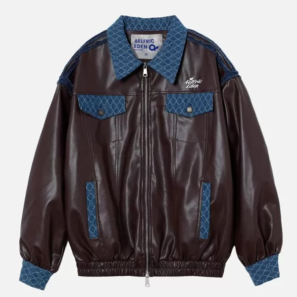 Aelfric Eden Mens Varsity Jacket Vintage Racing Motorcycle Graphic Bomber Jackets Oversized Unisex Streetwear jacket18brown