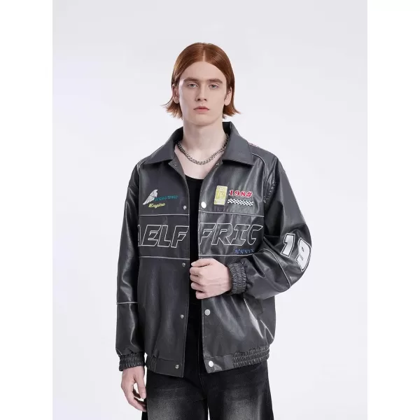 Aelfric Eden Mens Varsity Jacket Vintage Racing Motorcycle Graphic Bomber Jackets Oversized Unisex Streetwear jacket19dark Grey