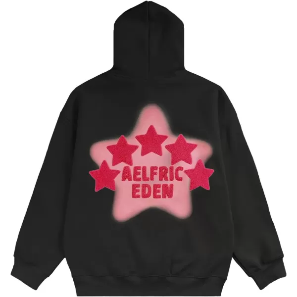 Aelfric Eden Mens Vintage Oversized Star Graphic Print Hoodie Streetwear ZipUp Hoodies Sweatshirt Casual HoodedB5black