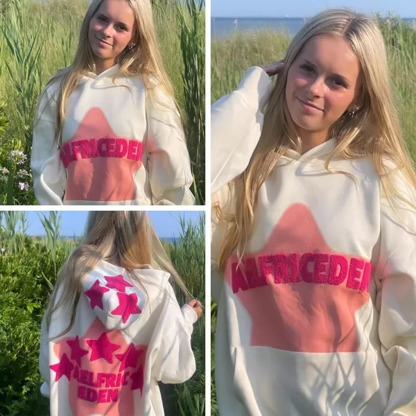 Aelfric Eden Mens Vintage Oversized Star Graphic Print Hoodie Streetwear ZipUp Hoodies Sweatshirt Casual HoodedB5white
