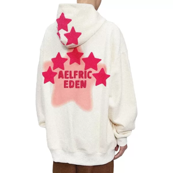 Aelfric Eden Mens Vintage Oversized Star Graphic Print Hoodie Streetwear ZipUp Hoodies Sweatshirt Casual HoodedB5white