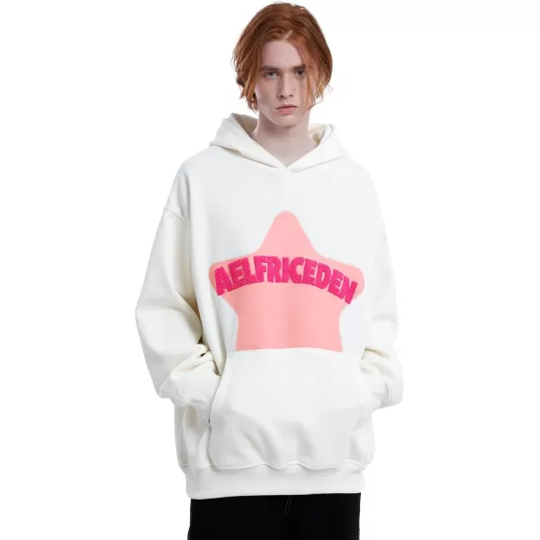 Aelfric Eden Mens Vintage Oversized Star Graphic Print Hoodie Streetwear ZipUp Hoodies Sweatshirt Casual HoodedB5white