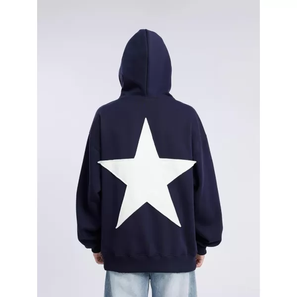 Aelfric Eden Mens Vintage Oversized Star Graphic Print Hoodie Streetwear ZipUp Hoodies Sweatshirt Casual HoodedC6darkblue