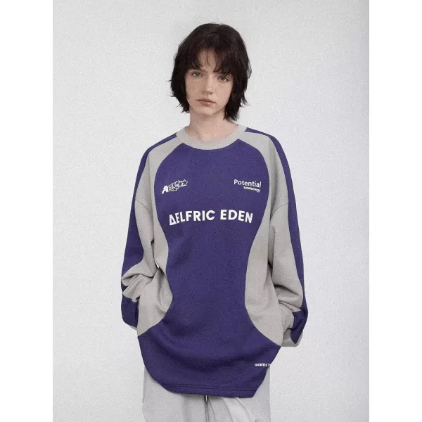 Aelfric Eden Oversized Crewneck Sweatshirts For Men Red Vintage Graphic Pullover Loose Fit Streetwear Long Sleeve TopBpurple