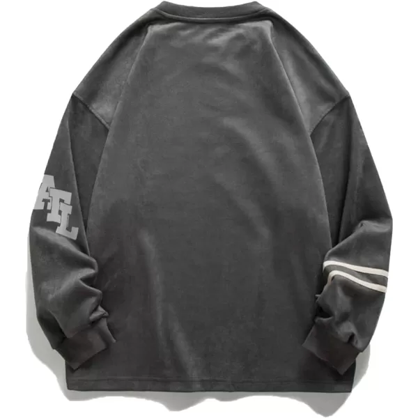 Aelfric Eden Oversized Crewneck Sweatshirts For Men Red Vintage Graphic Pullover Loose Fit Streetwear Long Sleeve TopD01grey