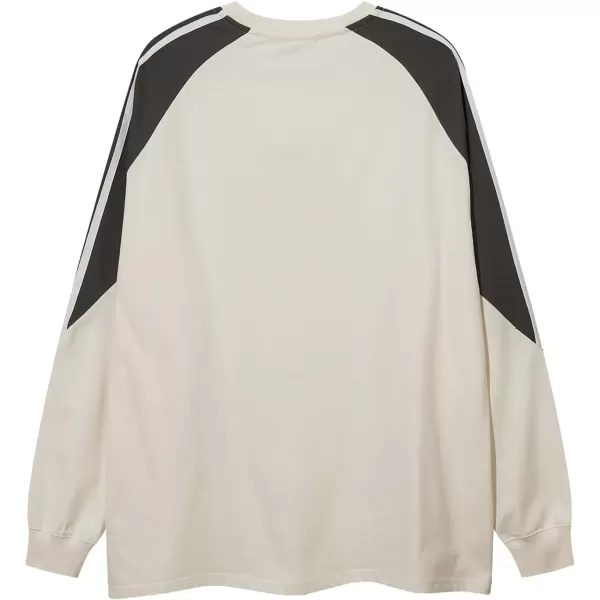 Aelfric Eden Oversized Crewneck Sweatshirts For Men Red Vintage Graphic Pullover Loose Fit Streetwear Long Sleeve TopD04dynamic Stripesampbeige