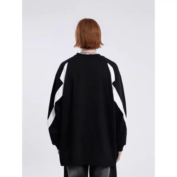 Aelfric Eden Oversized Crewneck Sweatshirts For Men Red Vintage Graphic Pullover Loose Fit Streetwear Long Sleeve TopD04patchworkampblack
