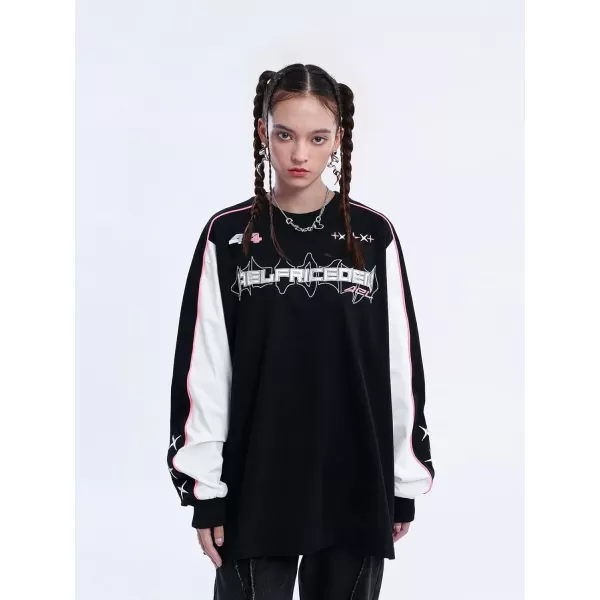Aelfric Eden Oversized Crewneck Sweatshirts For Men Red Vintage Graphic Pullover Loose Fit Streetwear Long Sleeve TopD05letter Embroidery amp Black
