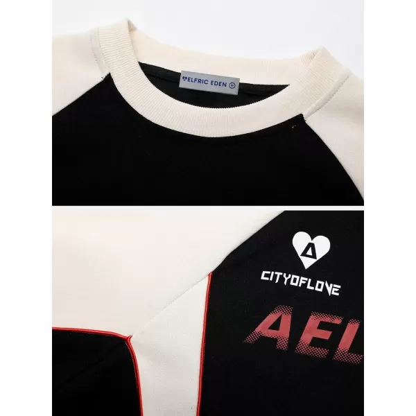 Aelfric Eden Oversized Crewneck Sweatshirts For Men Red Vintage Graphic Pullover Loose Fit Streetwear Long Sleeve TopD06racing Vibes amp Black