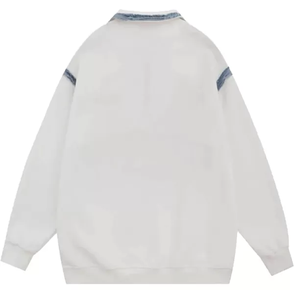 Aelfric Eden Oversized Crewneck Sweatshirts For Men Red Vintage Graphic Pullover Loose Fit Streetwear Long Sleeve TopE02embroidery Patchwork Polo amp White