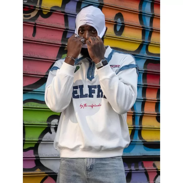 Aelfric Eden Oversized Crewneck Sweatshirts For Men Red Vintage Graphic Pullover Loose Fit Streetwear Long Sleeve TopE02embroidery Patchwork Polo amp White