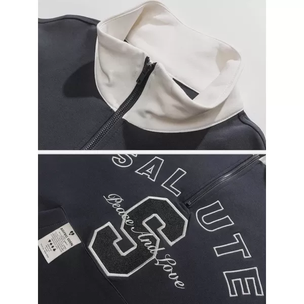Aelfric Eden Oversized Crewneck Sweatshirts For Men Red Vintage Graphic Pullover Loose Fit Streetwear Long Sleeve TopE03navy Blue