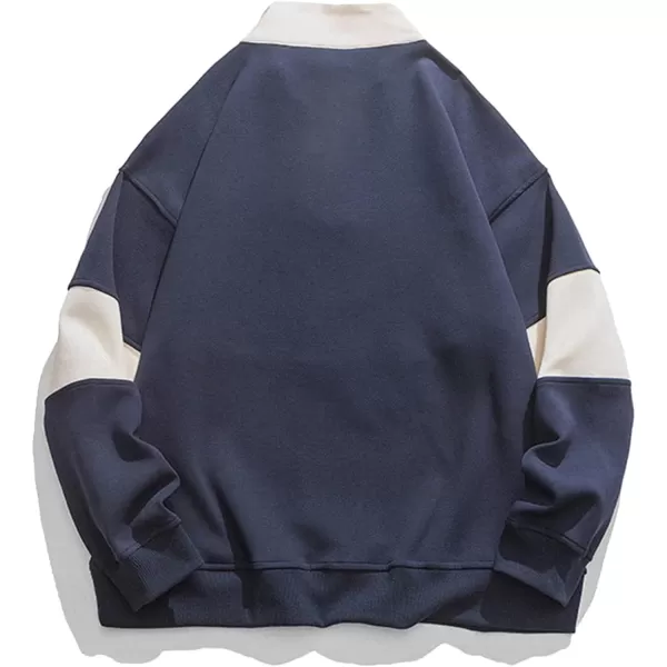 Aelfric Eden Oversized Crewneck Sweatshirts For Men Red Vintage Graphic Pullover Loose Fit Streetwear Long Sleeve TopE03navy Blue