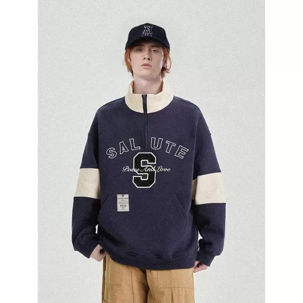 Aelfric Eden Oversized Crewneck Sweatshirts For Men Red Vintage Graphic Pullover Loose Fit Streetwear Long Sleeve TopE03navy Blue