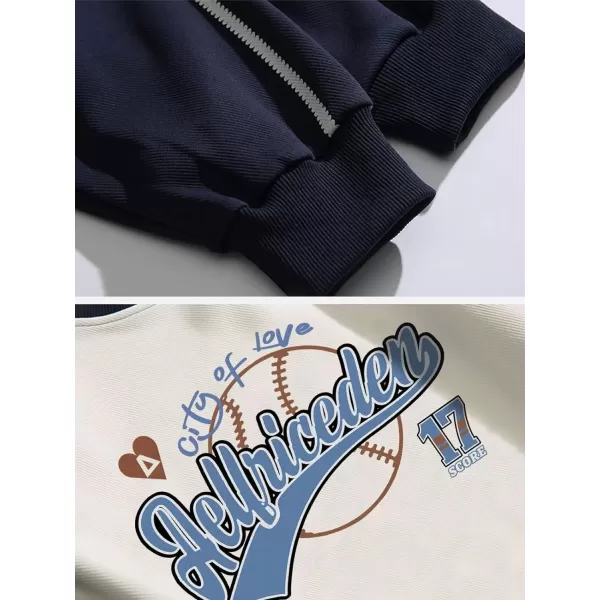Aelfric Eden Oversized Crewneck Sweatshirts For Men Red Vintage Graphic Pullover Loose Fit Streetwear Long Sleeve TopF02side Stripe amp Whiteblue