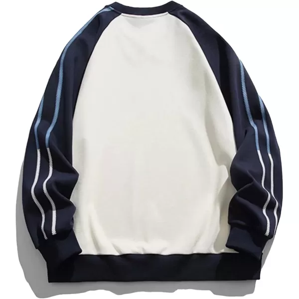 Aelfric Eden Oversized Crewneck Sweatshirts For Men Red Vintage Graphic Pullover Loose Fit Streetwear Long Sleeve TopF02side Stripe amp Whiteblue