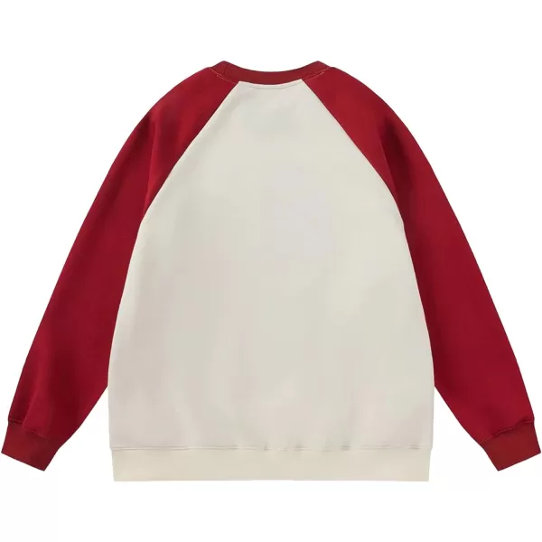 Aelfric Eden Oversized Crewneck Sweatshirts For Men Red Vintage Graphic Pullover Loose Fit Streetwear Long Sleeve TopF03blurring Star amp Red
