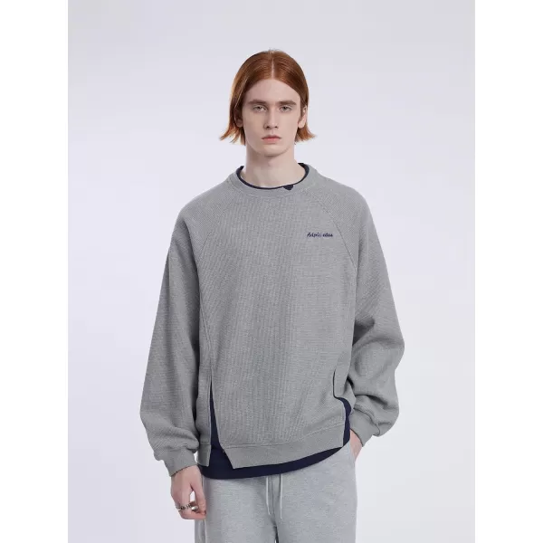 Aelfric Eden Oversized Crewneck Sweatshirts For Men Red Vintage Graphic Pullover Loose Fit Streetwear Long Sleeve TopG02patchwork amp Grey