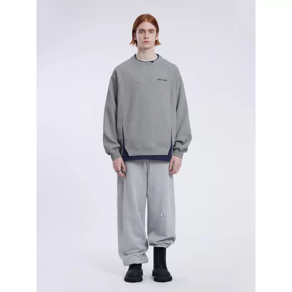 Aelfric Eden Oversized Crewneck Sweatshirts For Men Red Vintage Graphic Pullover Loose Fit Streetwear Long Sleeve TopG02patchwork amp Grey