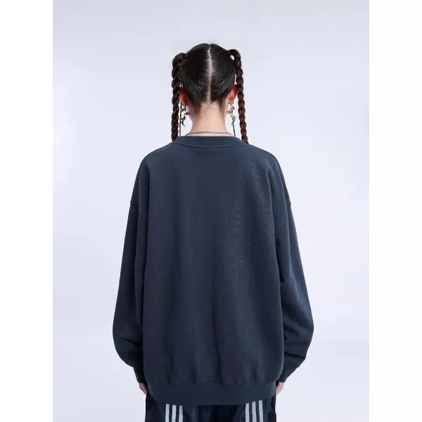 Aelfric Eden Oversized Crewneck Sweatshirts For Men Red Vintage Graphic Pullover Loose Fit Streetwear Long Sleeve TopG03 Foam Printing amp Darkblue