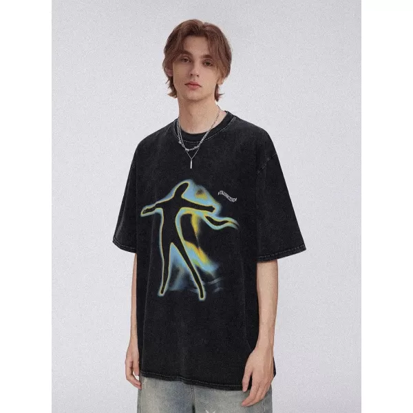 Aelfric Eden Oversized Graphic Tees Unisex Graffiti Print Shirts Inkjet Tee Top30abstract Printampblack