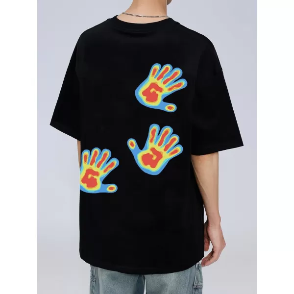 Aelfric Eden Oversized Graphic Tees Unisex Graffiti Print Shirts Inkjet Tee Top45blackamppalm