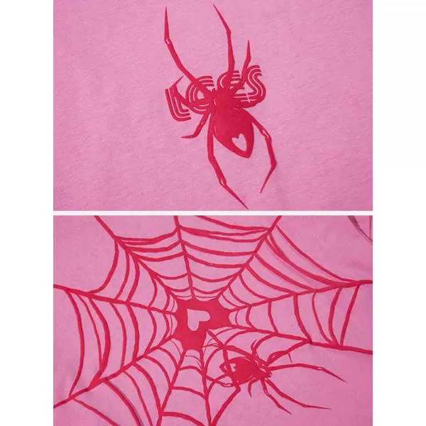 Aelfric Eden Oversized Graphic Tees Unisex Graffiti Print Shirts Inkjet Tee Top45spider Love Webpink