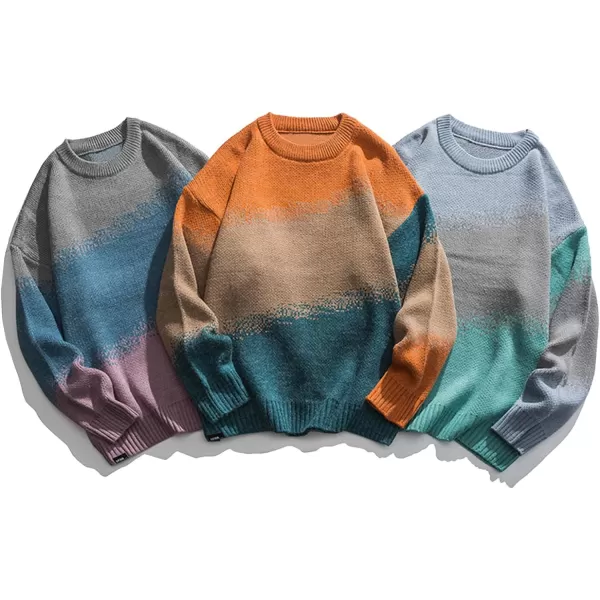 Aelfric Eden Vintage Soft Knit Sweater Autumn Mens Oversized Casual Pullover JumperB02gradient Knit amp Blue