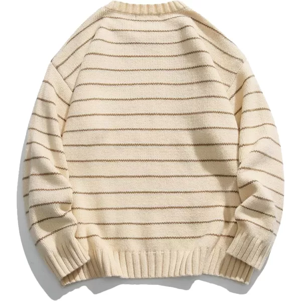 Aelfric Eden Vintage Soft Knit Sweater Autumn Mens Oversized Casual Pullover JumperD02stripes amp Apricot