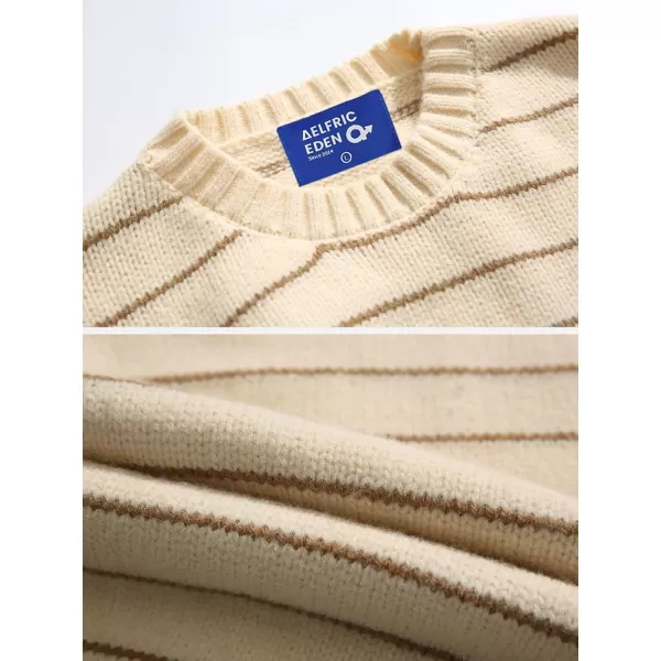 Aelfric Eden Vintage Soft Knit Sweater Autumn Mens Oversized Casual Pullover JumperD02stripes amp Apricot