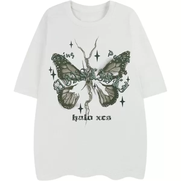 Aelfric Eden Butterfly Graphic Tees Y2k Mens Oversized T Shirts Women Vintage Streetwear Shirts Aesthetic Shirts39white