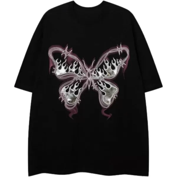 Aelfric Eden Butterfly Graphic Tees Y2k Mens Oversized T Shirts Women Vintage Streetwear Shirts Aesthetic Shirts45black