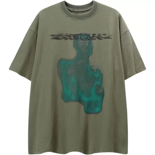 Aelfric Eden Butterfly Graphic Tees Y2k Mens Oversized T Shirts Women Vintage Streetwear Shirts Aesthetic ShirtsC38green