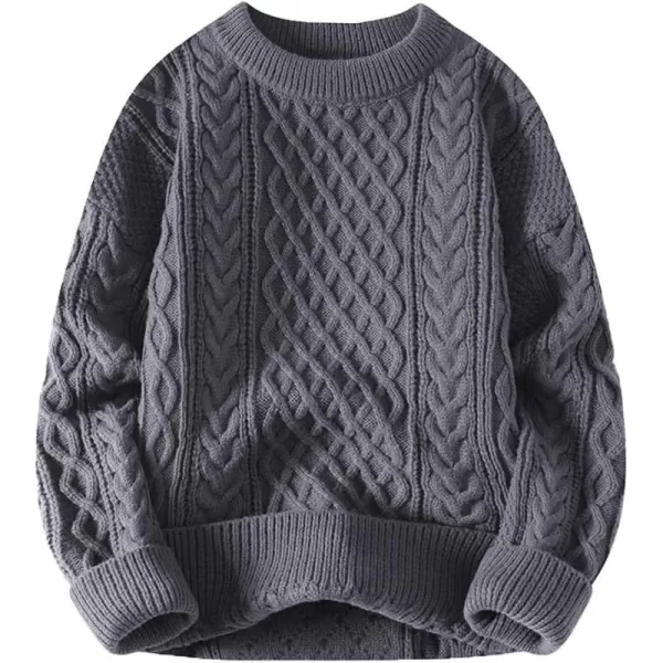 Aelfric Eden Cable Knit Sweater Women Vintage Chunky Cream Sweater Men Woven Crewneck Knitted Pullover White004grey